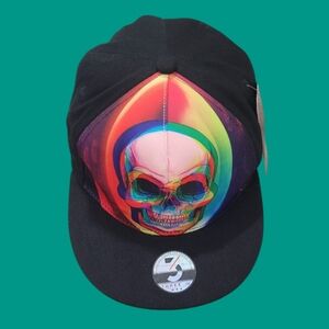 Three In Multicolored Skull Snapback
